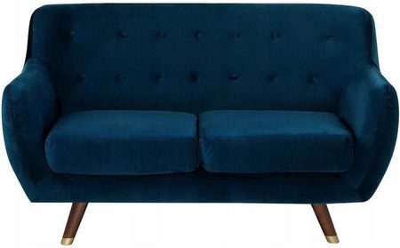 Sofa 2 osobowa welurowa niebieska Beliani