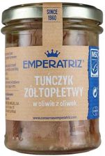 Emperatriz (Tuńczyk, Sardynki) TUŃCZYK ŻÓŁTOPŁETWY FILETY W OLIWIE Z OLIWEK 200g