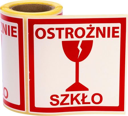 Md Labels Naklejki Etykiety Ostrzegawcze Ostrożnie Szkło 100szt.