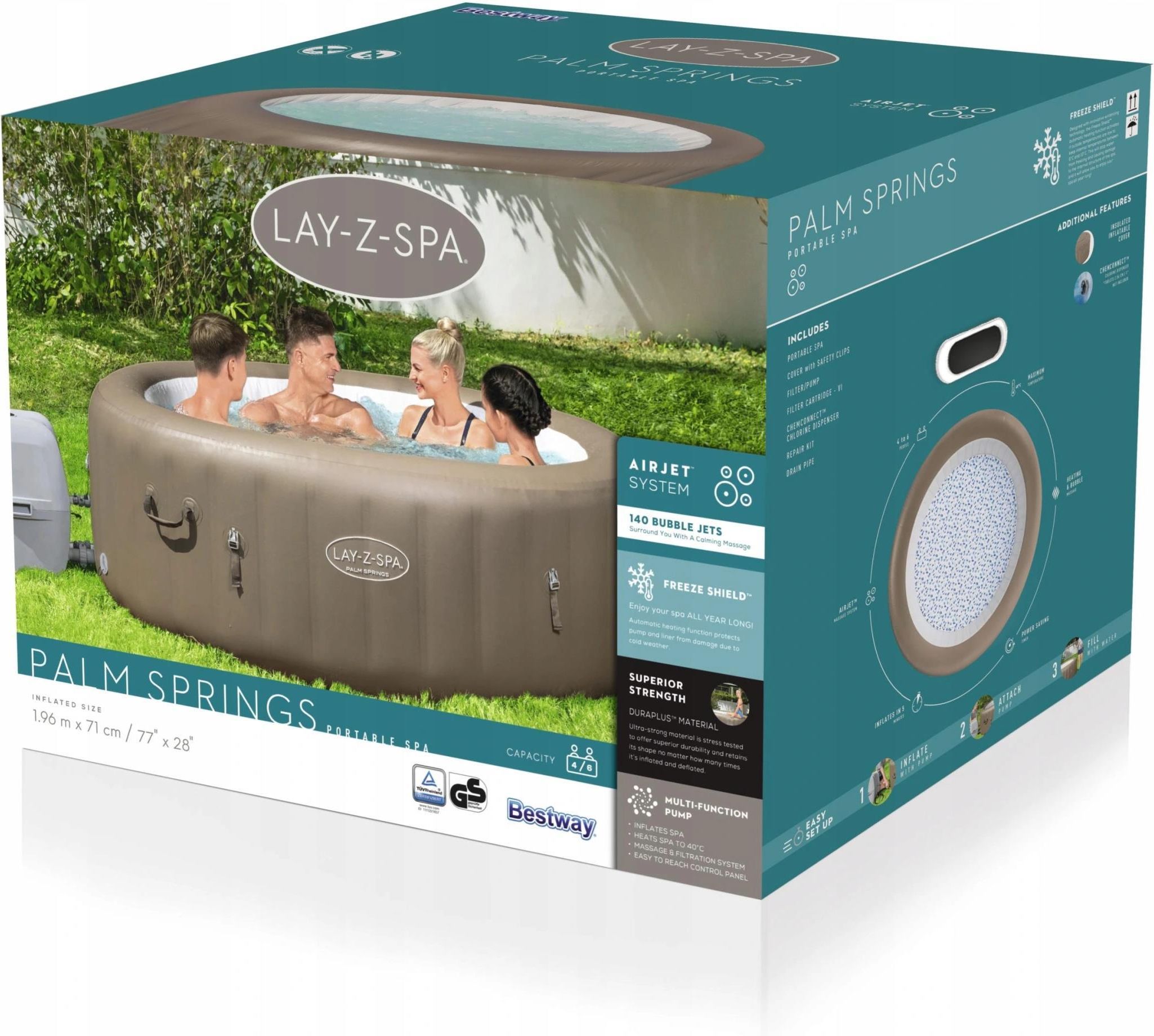 Bestway Basen Jacuzzi Palm Springs 1,96 × 0,71 M 60017 - zdjęcie 6 Bestway Basen Jacuzzi Palm Springs 1,96 × 0,71 M 60017