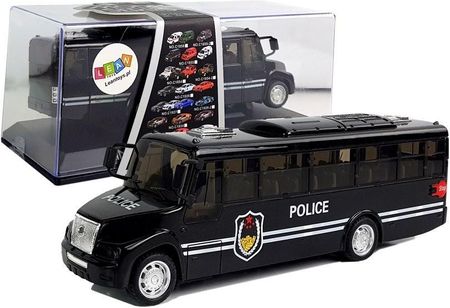 LeanToys Autobus Policja Czarny Z Naciągiem Dźwięk