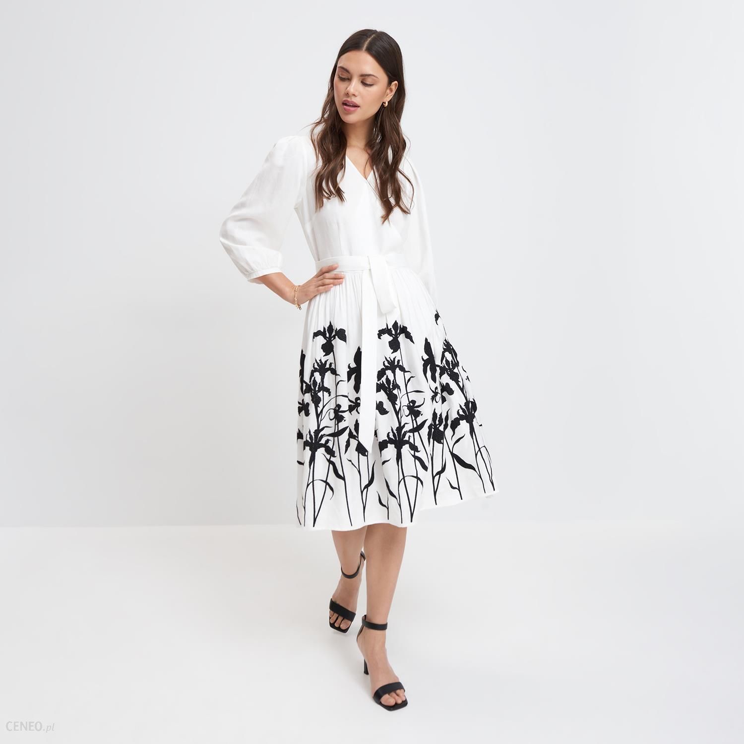 Mohito - Sukienka z lnem - Biały - Ceny i opinie 