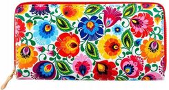 Zdjęcie Portfel Skórzany Damski Duży Folk Biały Skóra - Będzin