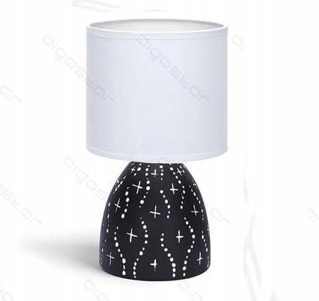 Aigostar Lampka nocna E14 ceramiczna czarna abażur Biały (197032)