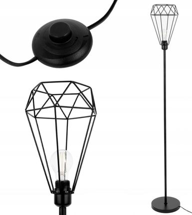 Toolight Lampa Podłogowa Stojąca Czarna Druciana Reno Black (APP5371FRENO)