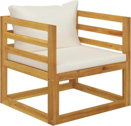 Krzesło Ogrodowe Z Kremowymi Poduszkami, Lite Drewno Akacjowe