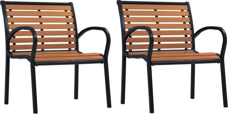 Krzesła Ogrodowe, 2 Szt, Stal I Wpc, Czarno Brązowe