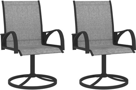 Krzesła Ogrodowe, Obrotowe, 2 Szt, Textilene I Stal, Szare