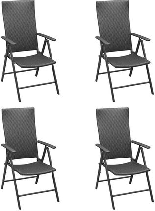 Krzesła Ogrodowe, 4 Szt, Polirattan, Czarne
