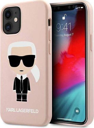 Karl Lagerfeld iPhone 12 mini 5,4 hardcase jasnoróżowy/light pink Silicone Iconic (KLHCP12SSLFKPI)