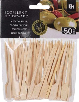 Excellent Housewares Wykałaczki Drewniane Szpikulce Bambusowe Do Przystawek Przekąsek Szaszłyków 9Cm 50Szt.