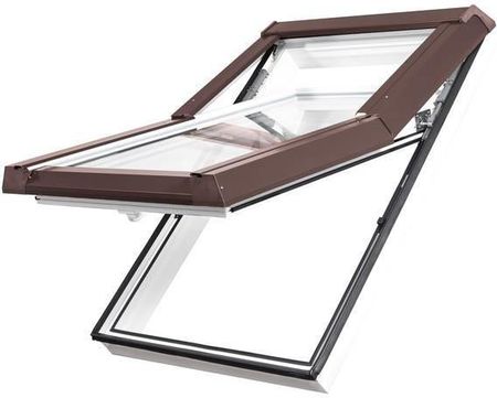 Dobroplast Okna Dachowe Skylight 66X140 Białe Pvc Oblachowanie Brązowe