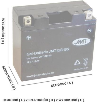 Battery JMT YTX12-BS gel 12V-10Ah