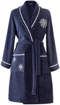 Damski krótki szlafrok MARINE LADY Ciemnoniebieski XL