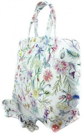 Włoska torba A4 Shopper Bag Vera Pelle Kwiaty SB689K1