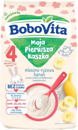 Bobovita Moja Pierwsza Kaszka mleczno-ryżowa o smaku bananowym 230g