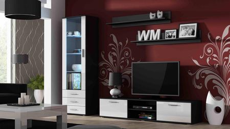 Cama Meble Zestaw Soho 1 (Rtv180 + Wit S1 Półki) Cz/Bi Poł 695574