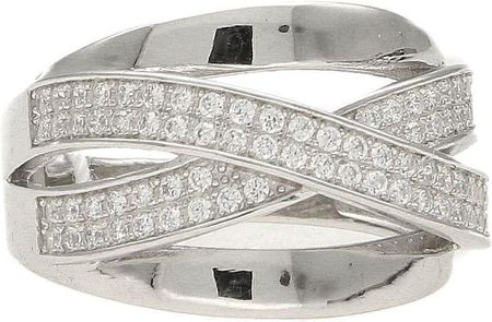 Diament Pierścionek srebrny pleciony z cyrkonią DIAPRS2268925