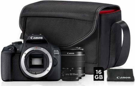 Canon EOS 2000D + EF-S 18-55mm IS II + torba SB130 + karta SD 16GB