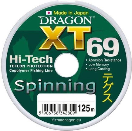 Dragon Żyłka Xt69 Pro Spinning/Made In Japan 125M 0,18Mm/4,60Kg Szarozielona