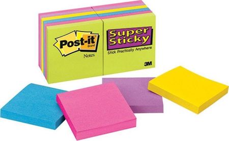 Post-It Karteczki Samoprzylepne Super Sticky 654 12Ssuc 76X76Mm 1X90 Kart. Neonowe