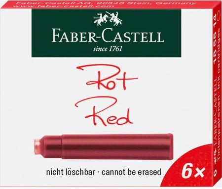 Naboje Atramentowe Krótkie Czerwone 6szt. Kartonik Faber Castell 169L180