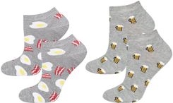 Zestaw 2 pary skarpetki kolorowe bawełniane męskie SOXO GOOD STUFF w śmieszne wzory piwo bekon jajka na prezent - zdjęcie 1
