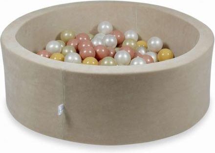Mimii Suchy Basen 90x30cm Velvet Soft Beżowy z piłeczkami 200szt jasnozłote, perłowe, beżowe, różowozłote 
