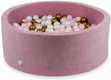 Mimii Suchy Basen 110x40cm Velvet Soft Różowy z piłeczkami 500szt perłowe, stare złoto, jasnoróżowe 