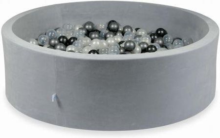Mimii Suchy Basen 130x40cm Velvet Soft Jasnoszary z piłeczkami 700szt perłowe, przezroczyste, metaliczny grafit, srebrne 