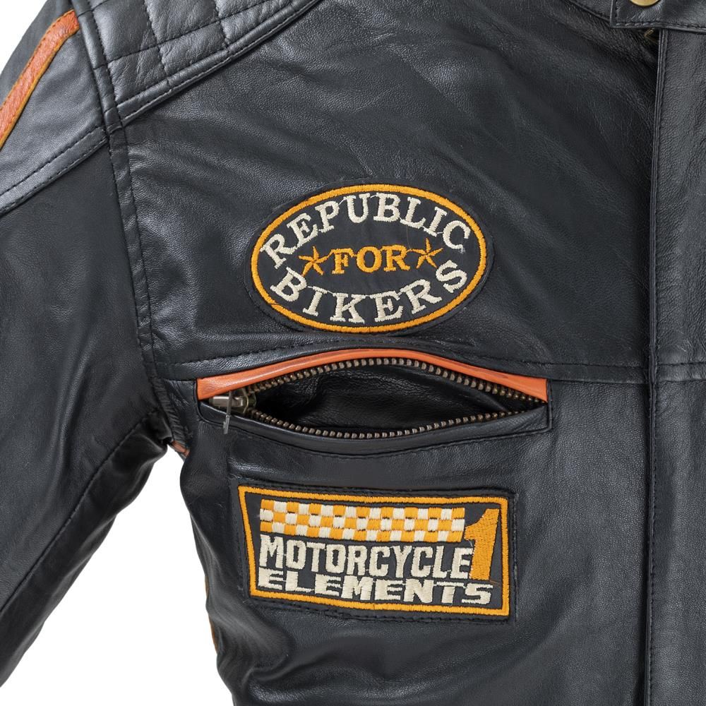 Męska skórzana kurtka motocyklowa W-TEC Sheawen Classic, Czarny, 6XL