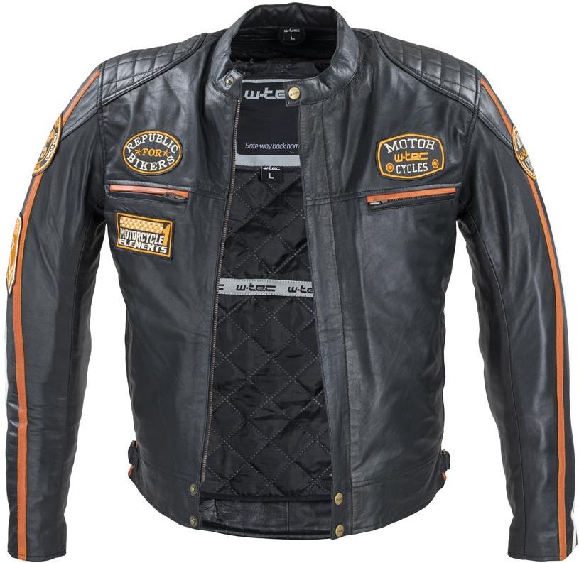 Męska skórzana kurtka motocyklowa W-TEC Sheawen Classic, Czarny, 6XL