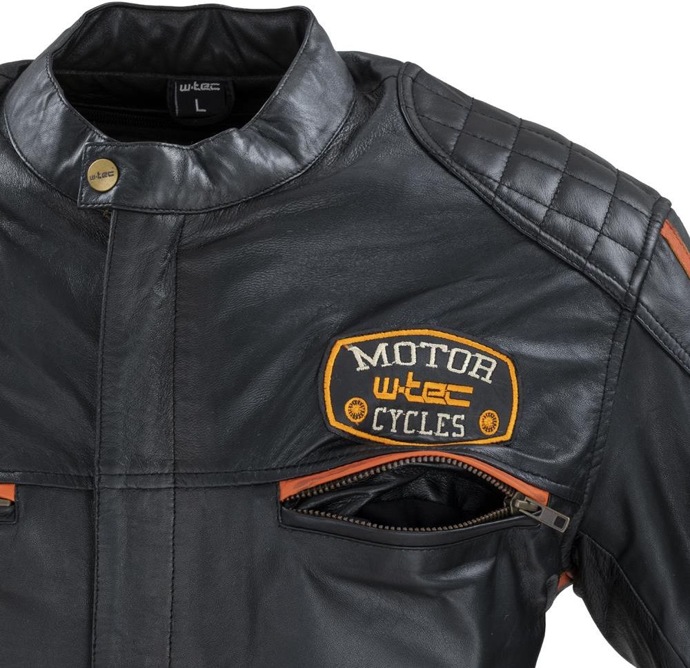 Męska skórzana kurtka motocyklowa W-TEC Sheawen Classic, Czarny, 6XL