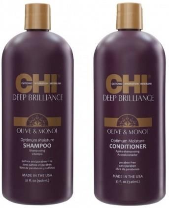CHI Deep Brilliance szampon + odżywka wygładza 2x946ml