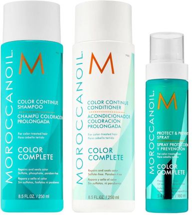 MoroccanOil Color Continue Zestaw do włosów farbowanych: szampon 250ml + odżywka 250ml + spray termoochronny 160ml