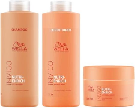 Wella Invigo Nutri-Enrich Zestaw do włosów suchych: szampon 1000ml + odżywka 1000ml + maska 150ml