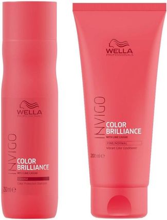 Wella Invigo Color Brilliance Zestaw do włosów farbowanych: szampon do grubych włosów 250ml + odżywka do normalnych włosów 200ml