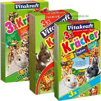 Vitakraft krakersy dla królików miniaturek, multipak - 3 x 3 szt. (multiwitaminy, warzywa, popcorn)
