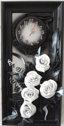 Art Deco Obraz + Zegar Czarno Białe Róże K4Z 15 (K4Z15)