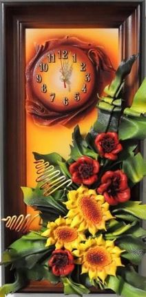 Art Deco Zegar W Obrazie Słoneczniki & Maki K4Z 3 (K4Z3)