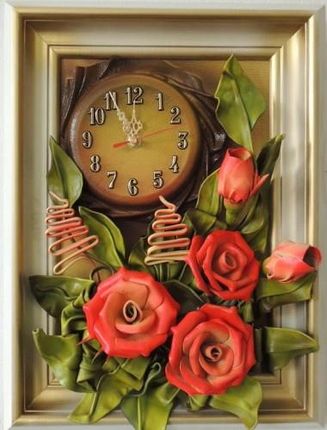 Art Deco Cegiełkowe Róże W Obrazie Z Zegarem K2Z 3 (K2Z3)