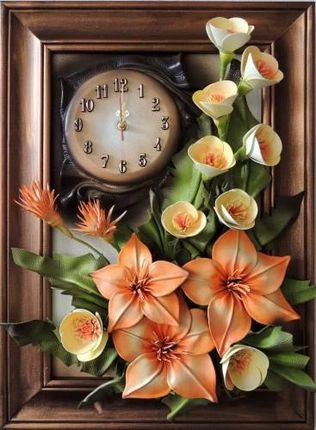 Art Deco Zegar Z Kwiatami Ze Skóry K5Z 2 (K5Z2)