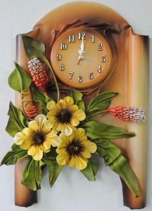 Art Deco Zegar Ze Skóry Z Kwiatami Z1 9 (Z19)