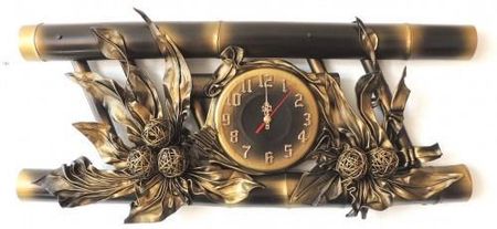 Art Deco Zegar Ścienny Ze Skóry I Bambusa B15 2 (B152)