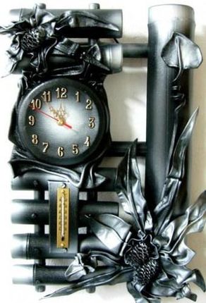 Art Deco Czarno Srebrny Zegar Scienny Drabinka B10T 1 (B10T1)