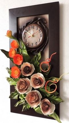 Art Deco Zegar W Podłużnej Ramie Kwiaty K4Z 11 (K4Z11)