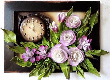 Art Deco Obraz Z Kompozycją Fioletowo Wrzosowych Kwiatów + Zegar K3Z 16 (K3Z16)