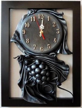 Art Deco Oryginalny Zegar Ścienny Do Salonu Czarno Srebrne Winogrono Rz3 4 (Rz34)