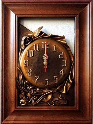 Art Deco Zegar Ścienny W Ramie Z Litego Drewna Skóra Rz3 5 (Rz35)