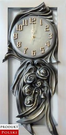 Art Deco Zegar Na Ścianę W Drewnianej Ramie Róże Ze Skóry Rz4 3 (Rz43)
